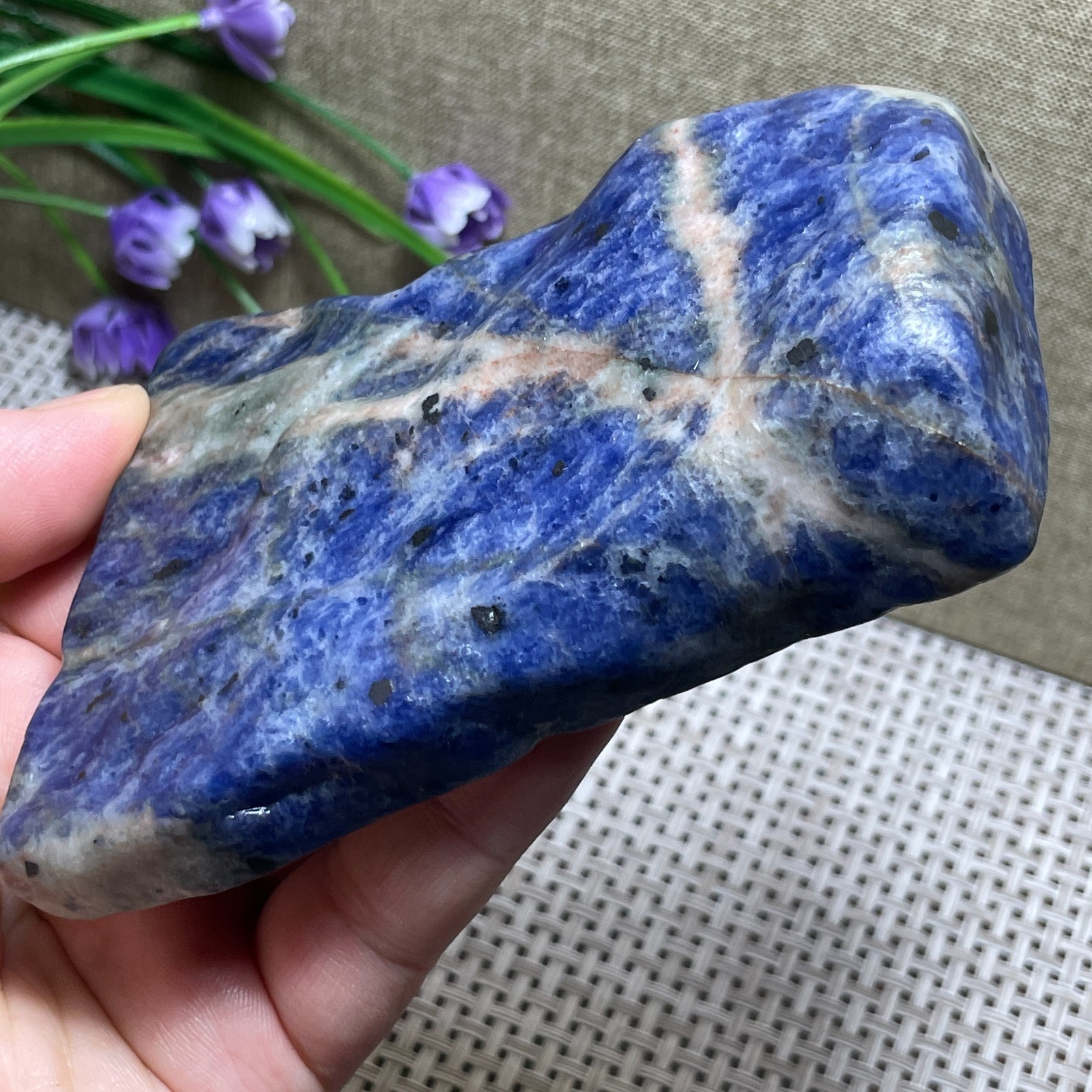Natural Rough/ Polished blue sodalite Crystal Raw Gemstone Mineral Specimen 239g