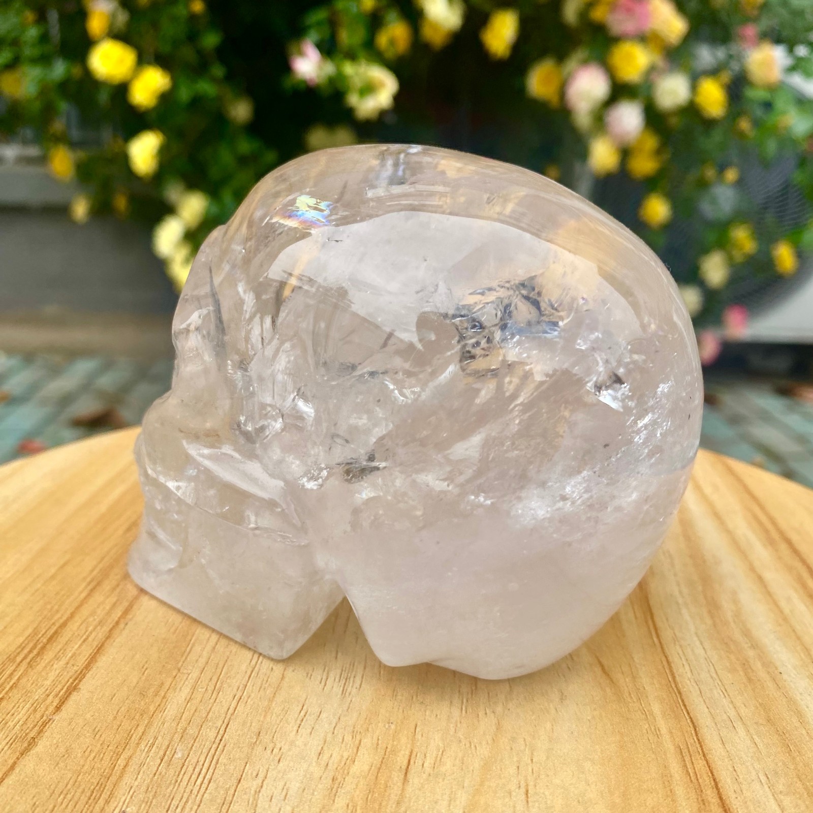2.46LB TOP! White melting quartz hand carved crystal skull gem reiki healing