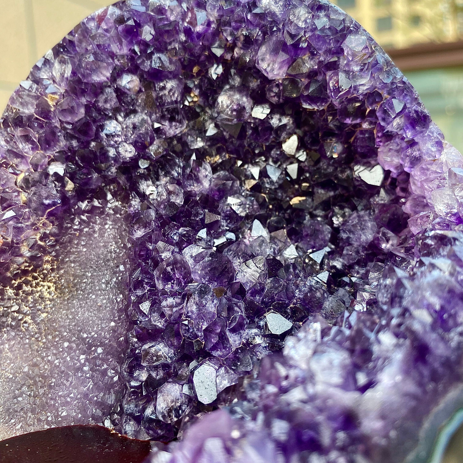 2.24LB Natural Uruguayan Amethyst Quartz Cave Geode Crystal Healing+base