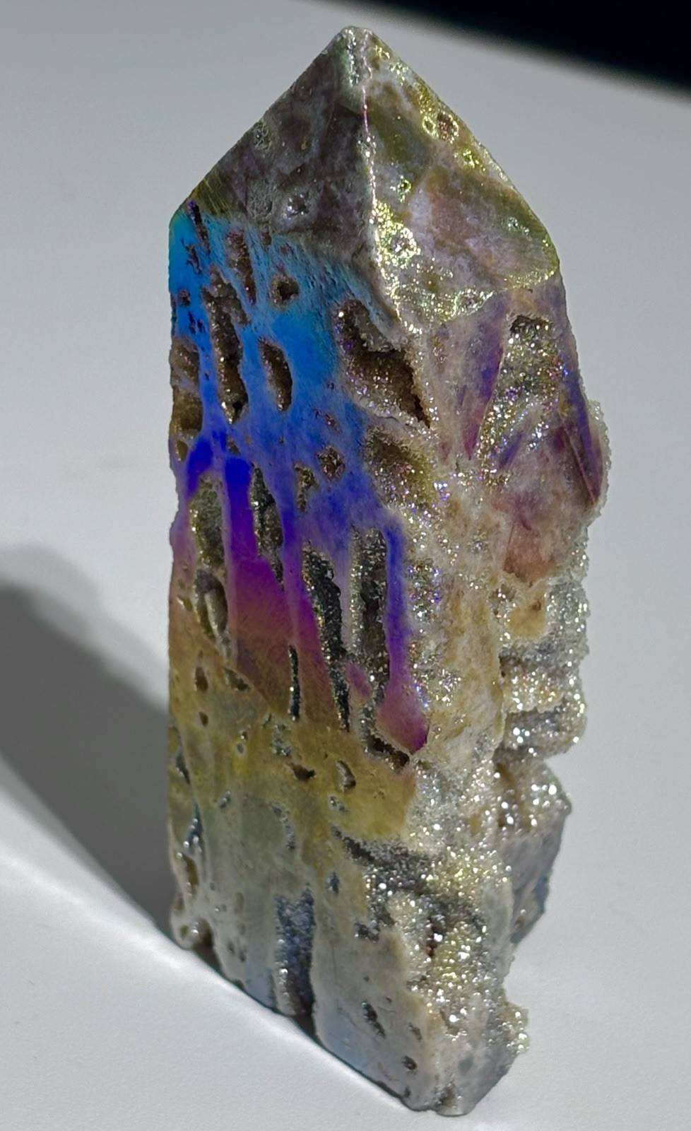 Rainbow Sphalerite Crystal Tower Point Colourful Metallic Lustre Stone 80x32mm