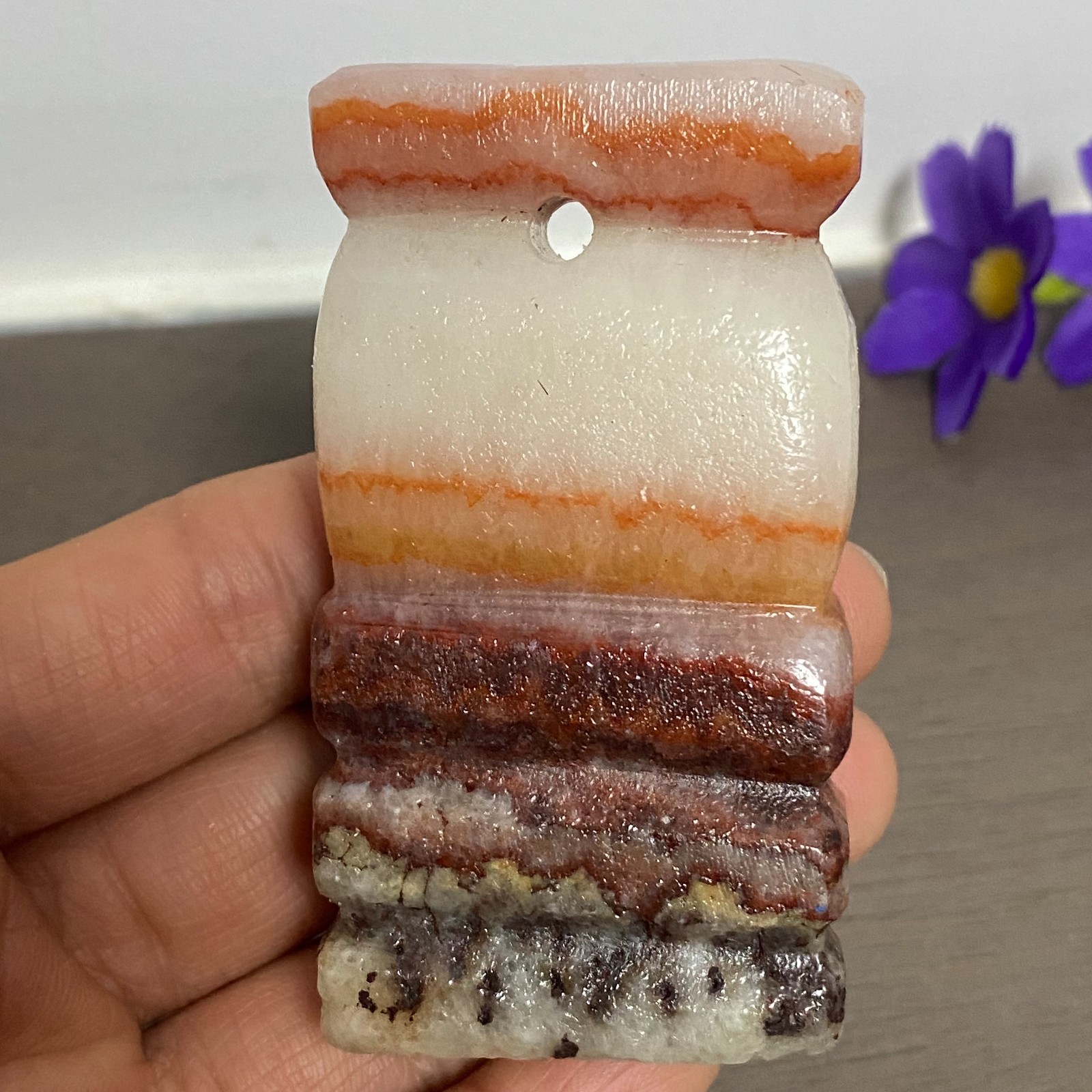 72-40-17mm NATURAL Pork stone quartz crystal Hand carving marbled meat