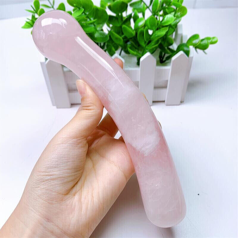 18cm Large Size Natural Rose Quartz Crystal Yoni Massage Stick Reiki Gemstone