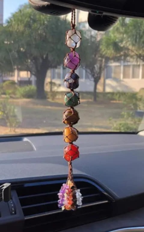 7 Chakra Natural Crystal Decorative Hanging Reiki Healing Tumbled Stone
