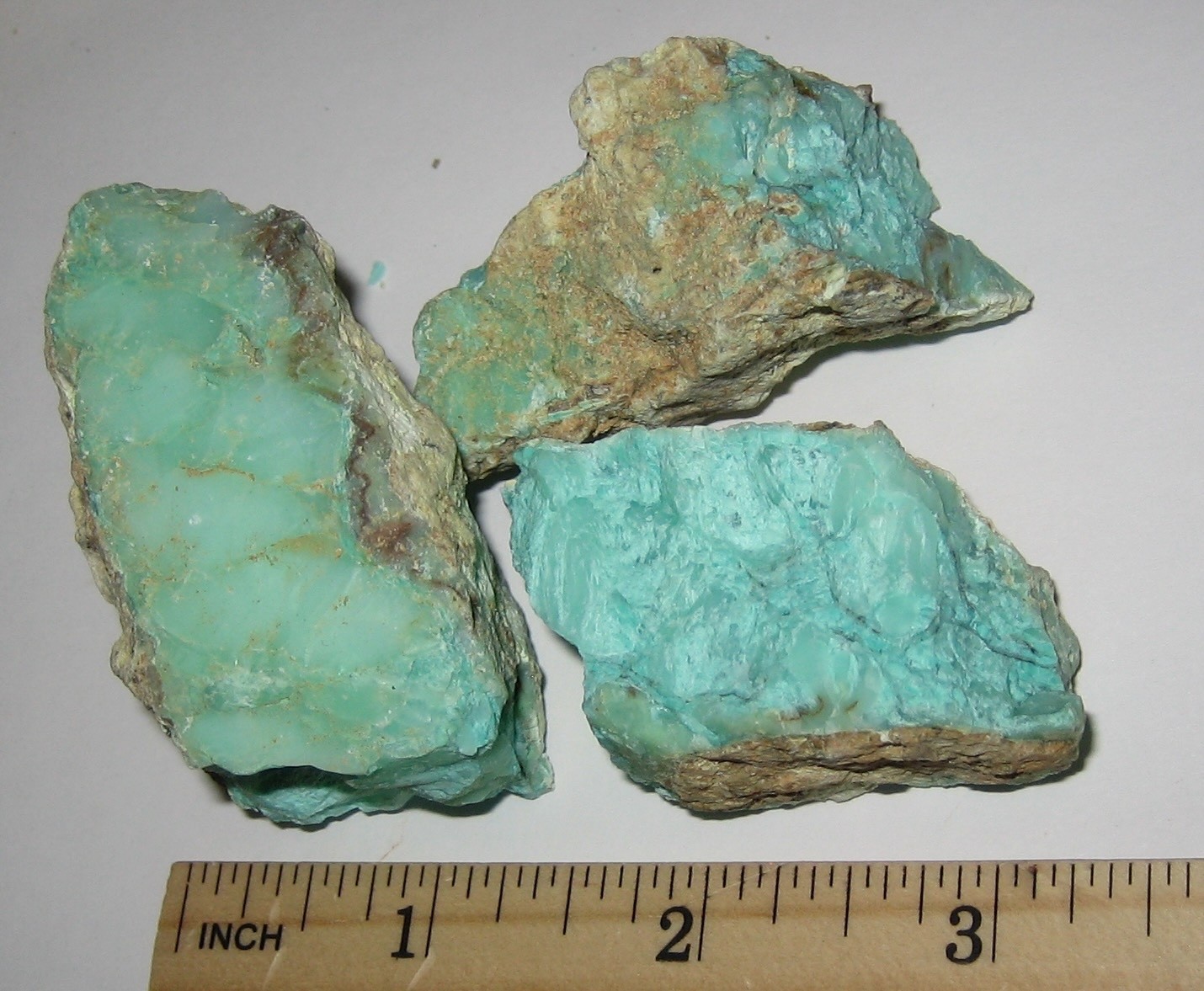 3 NATURAL ROUGH 1″ – 2.2″ GREEN OPAL CRYSTAL STONE MINERALS BULGARIA ~ 162.6g *2