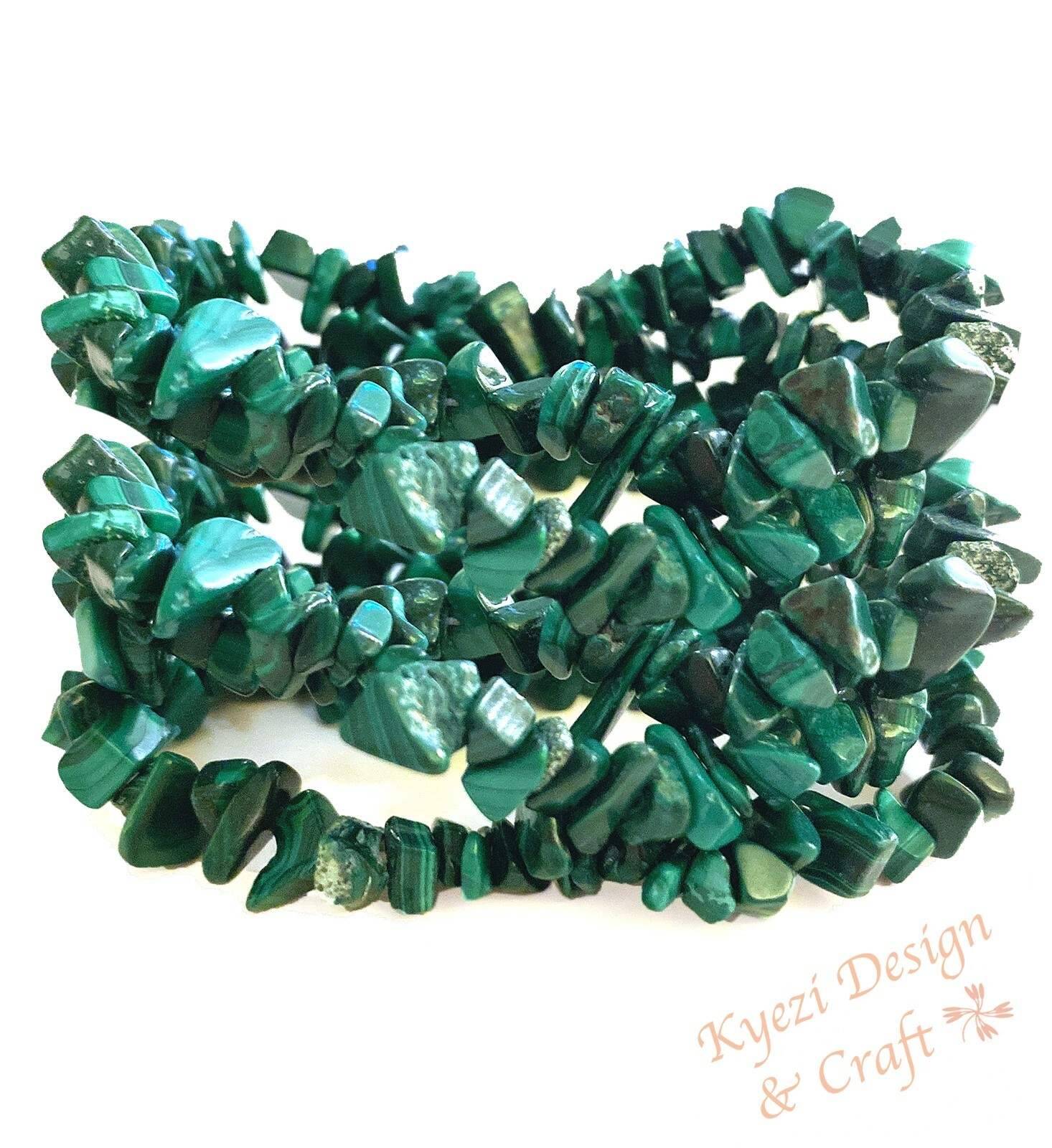 Malachite Natural Crystal Gemstone Chip Stretchy Chakras Jewelry Bracelet