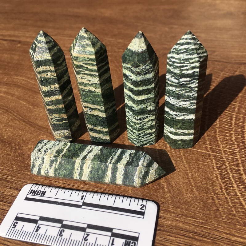 5pcs Lot 2”+ Green Bands Zebra Stripes Stone Tower Wand