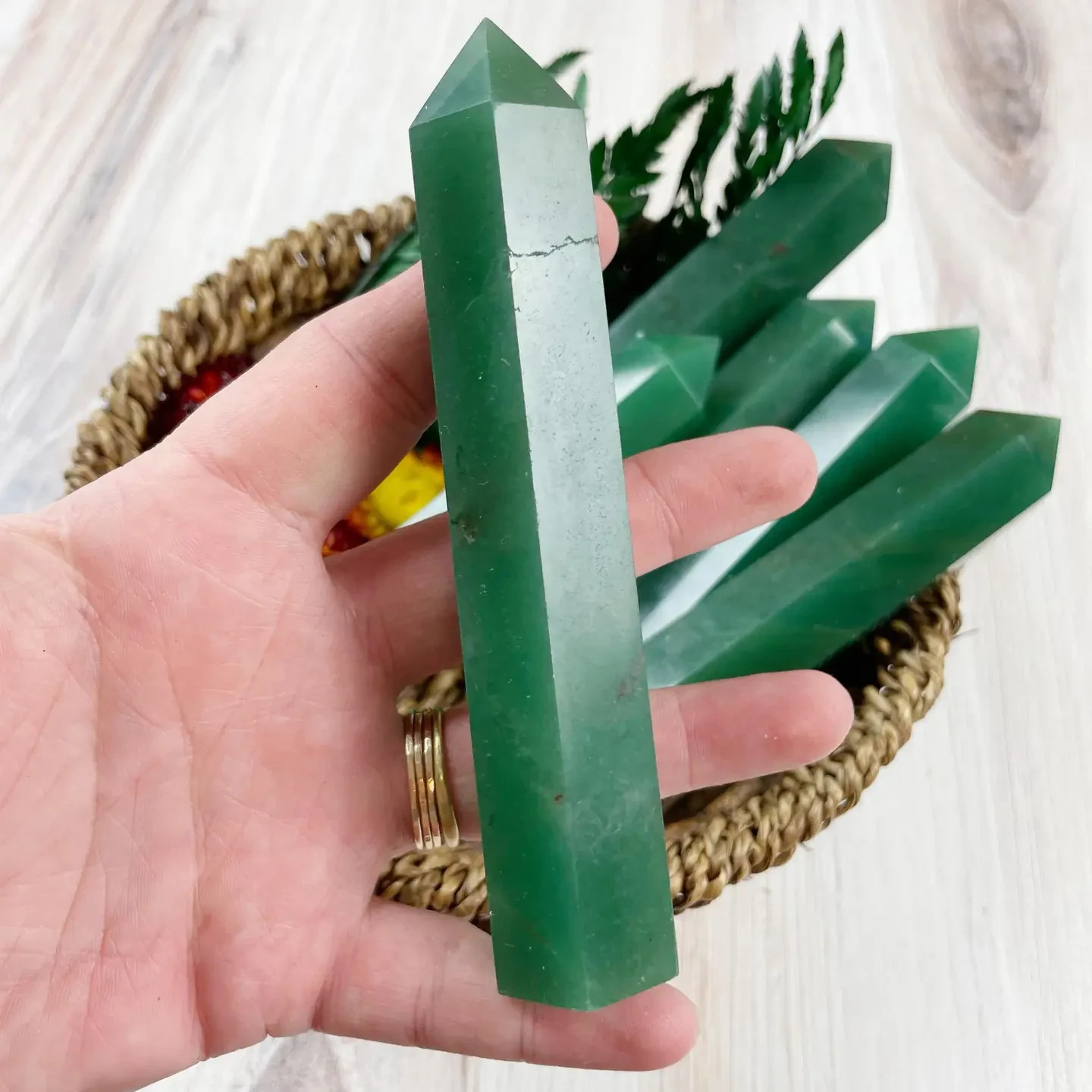 Natural Green Aventurine Healing Crystal Wands Obelisk Tower Point Home Decor