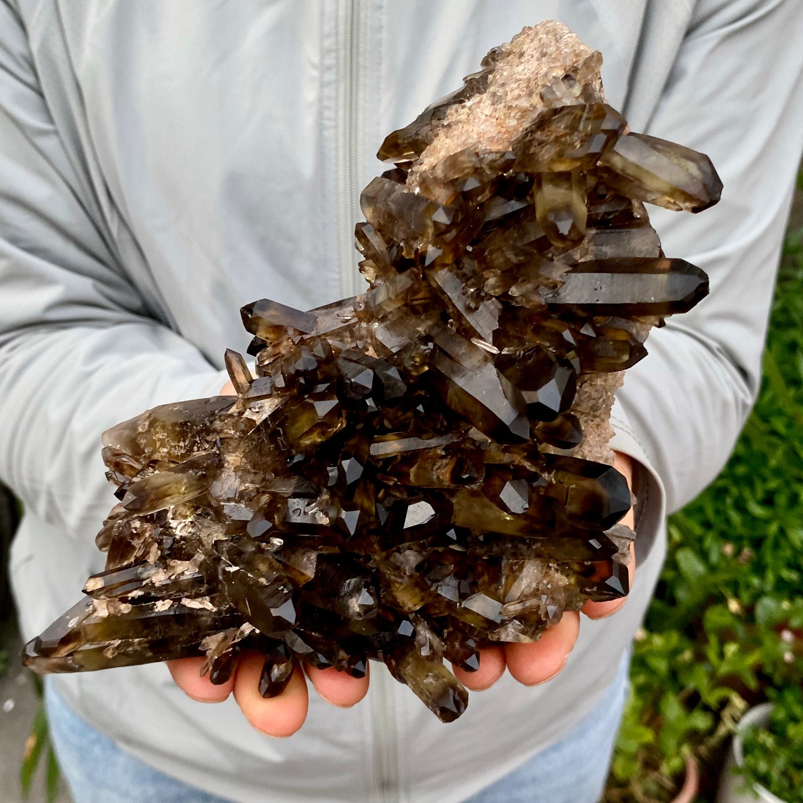 2.2LB Natural Black Smoky Quartz Crystal Cluster Raw Mineral Specimen