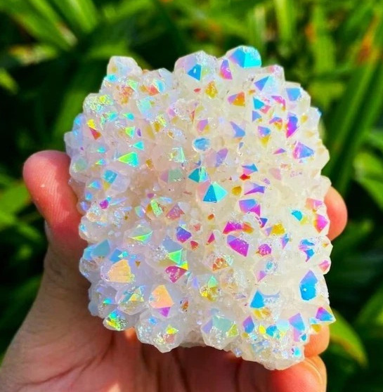 Natural Rainbow Quartz Cluster Angel Aura Quartz Crystal Cluster Home Decor