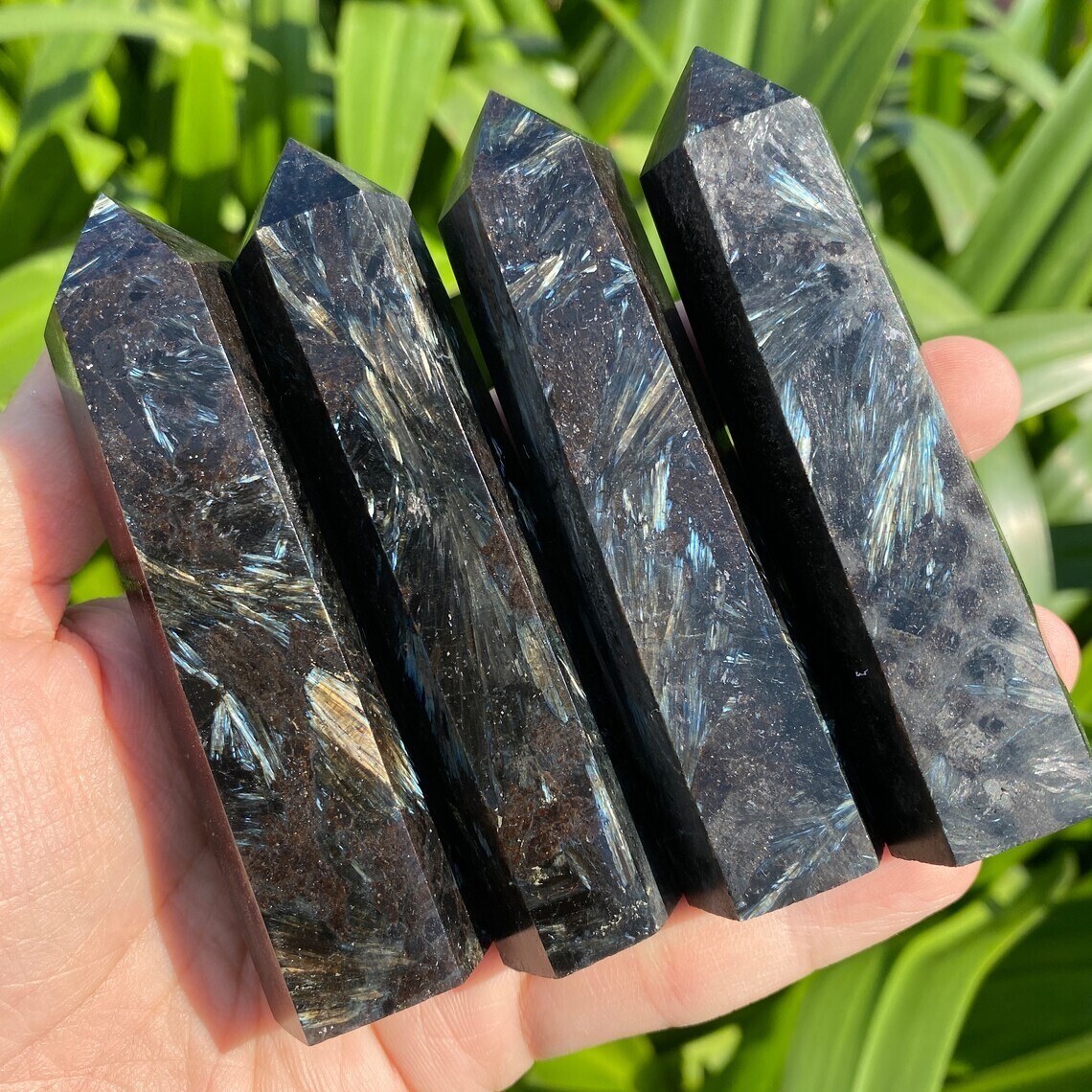 3~4 inch Arfvedsonite Gemstone Point Obelisk Gemstone Crystal Tower Decoration