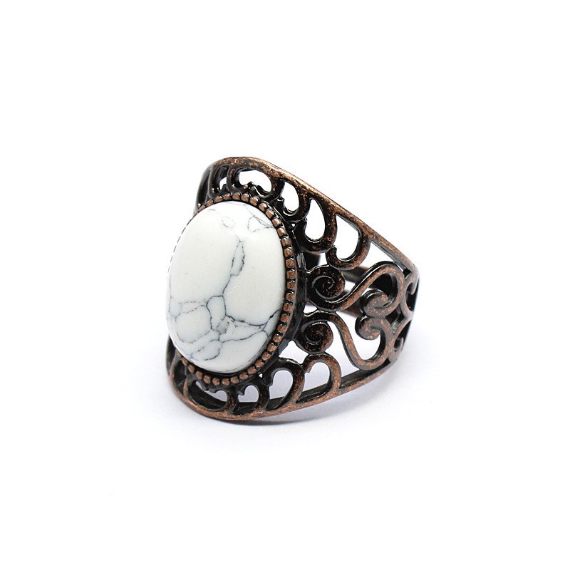 3-5PCS Natural crystal retro style crystal inlaid hollow ring