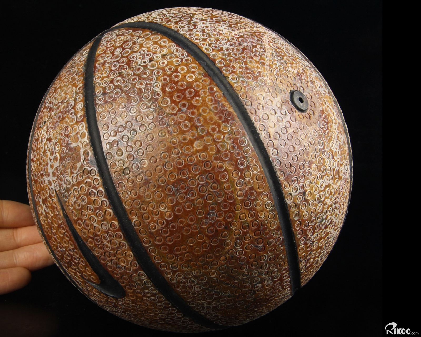 New! Basketball 6.0″ Dinosaur Egg Agate Carved Crystal Sphere, Crystal Healing