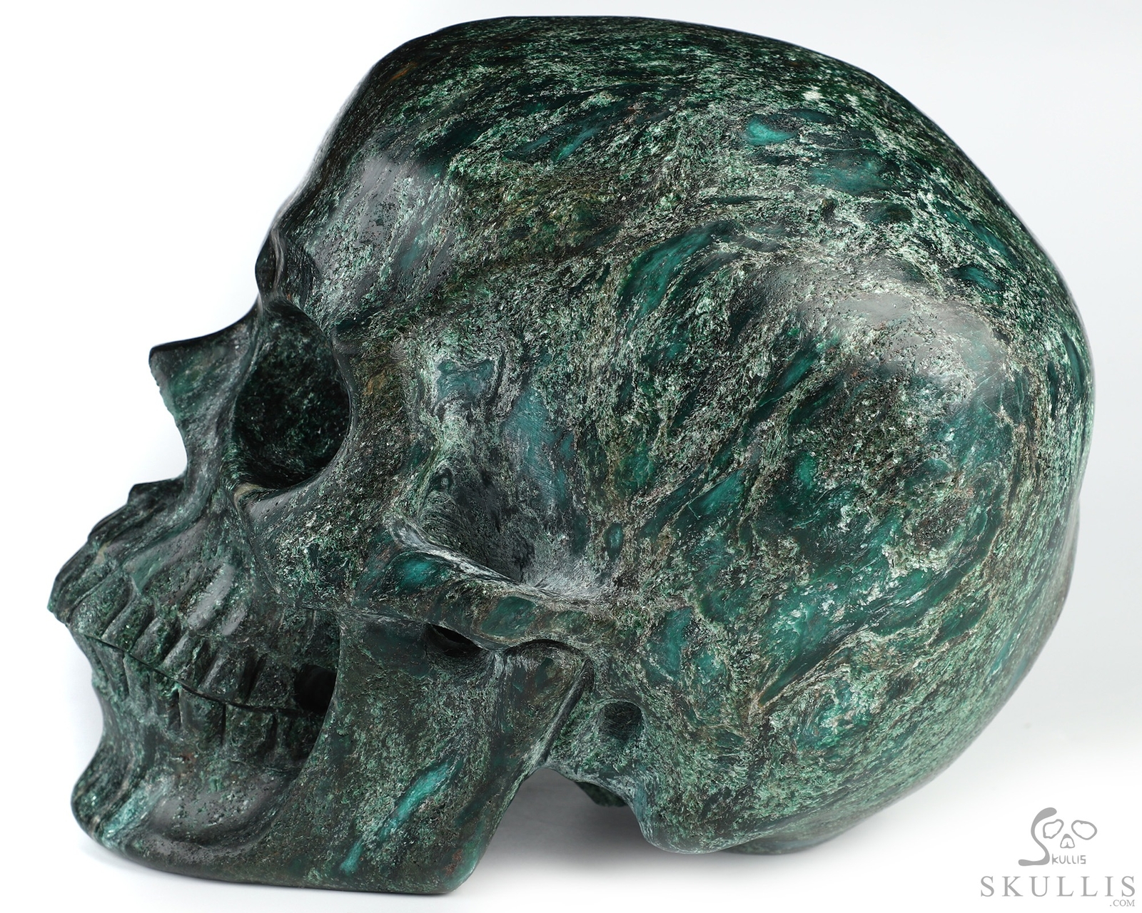 Super Realistic! Lifesized 7.0″ Chlorite Schist Hand Carved Crystal Skull