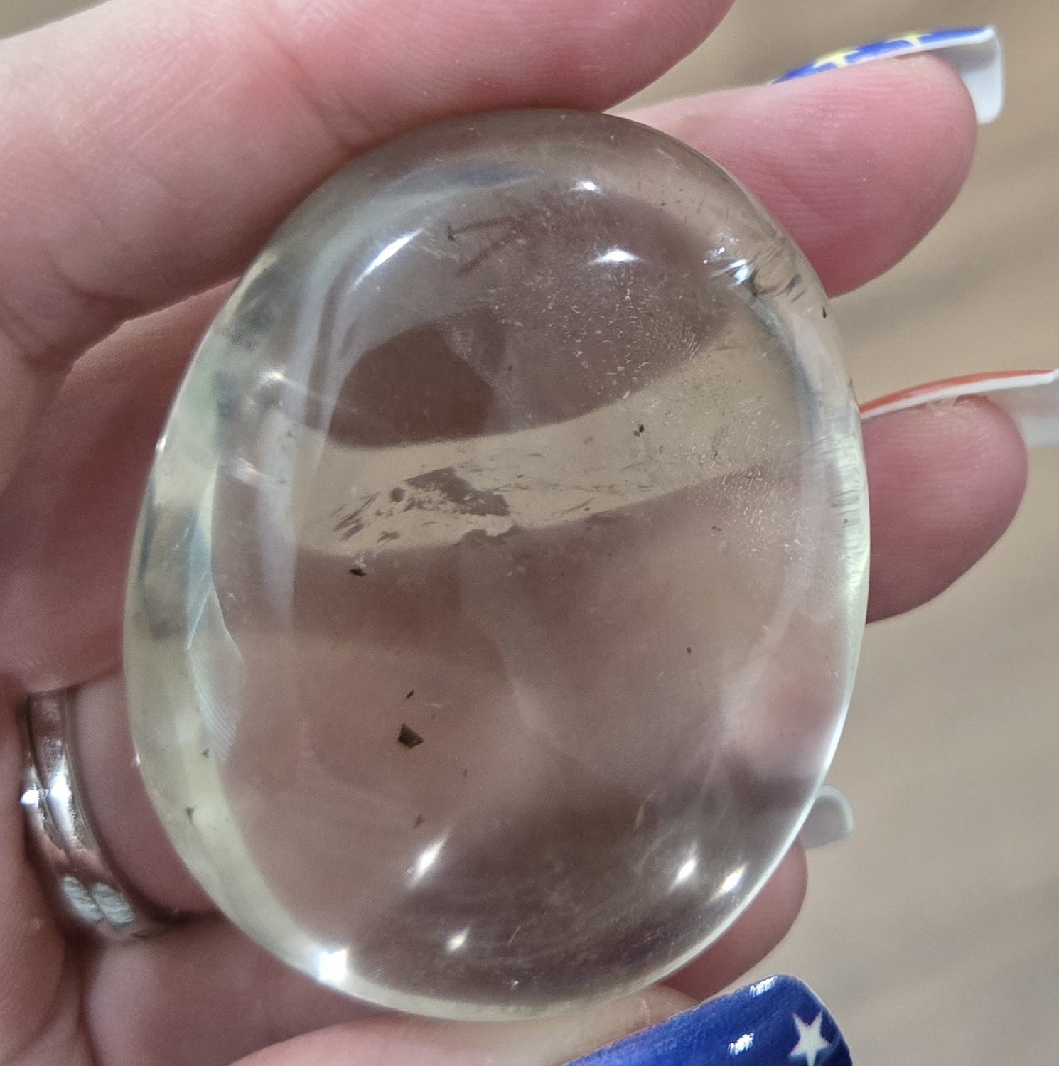 Light Smoky Clear Quartz Tumbled Stone Crystal 69g Polished Pocket Worry Stone