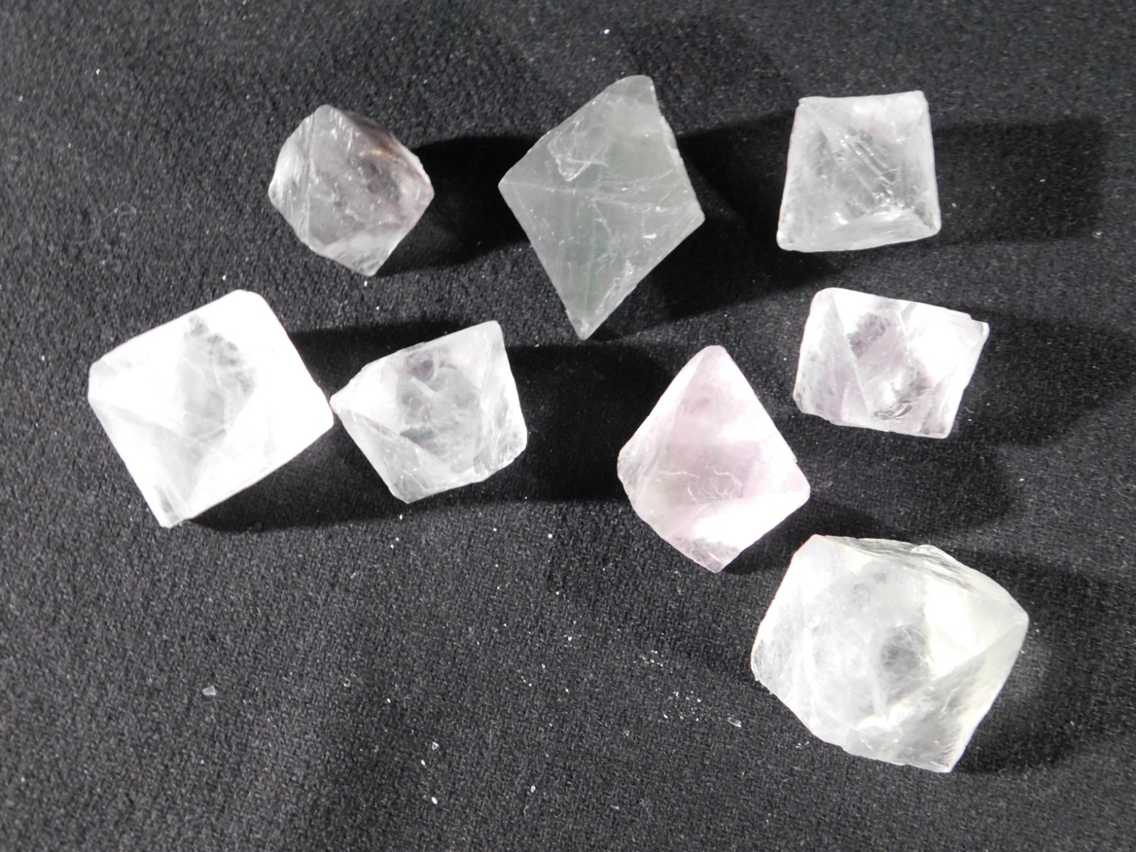 Big Lot of EIGHT! Translucent Octahedron FLUORITE Crystals From China 341gr