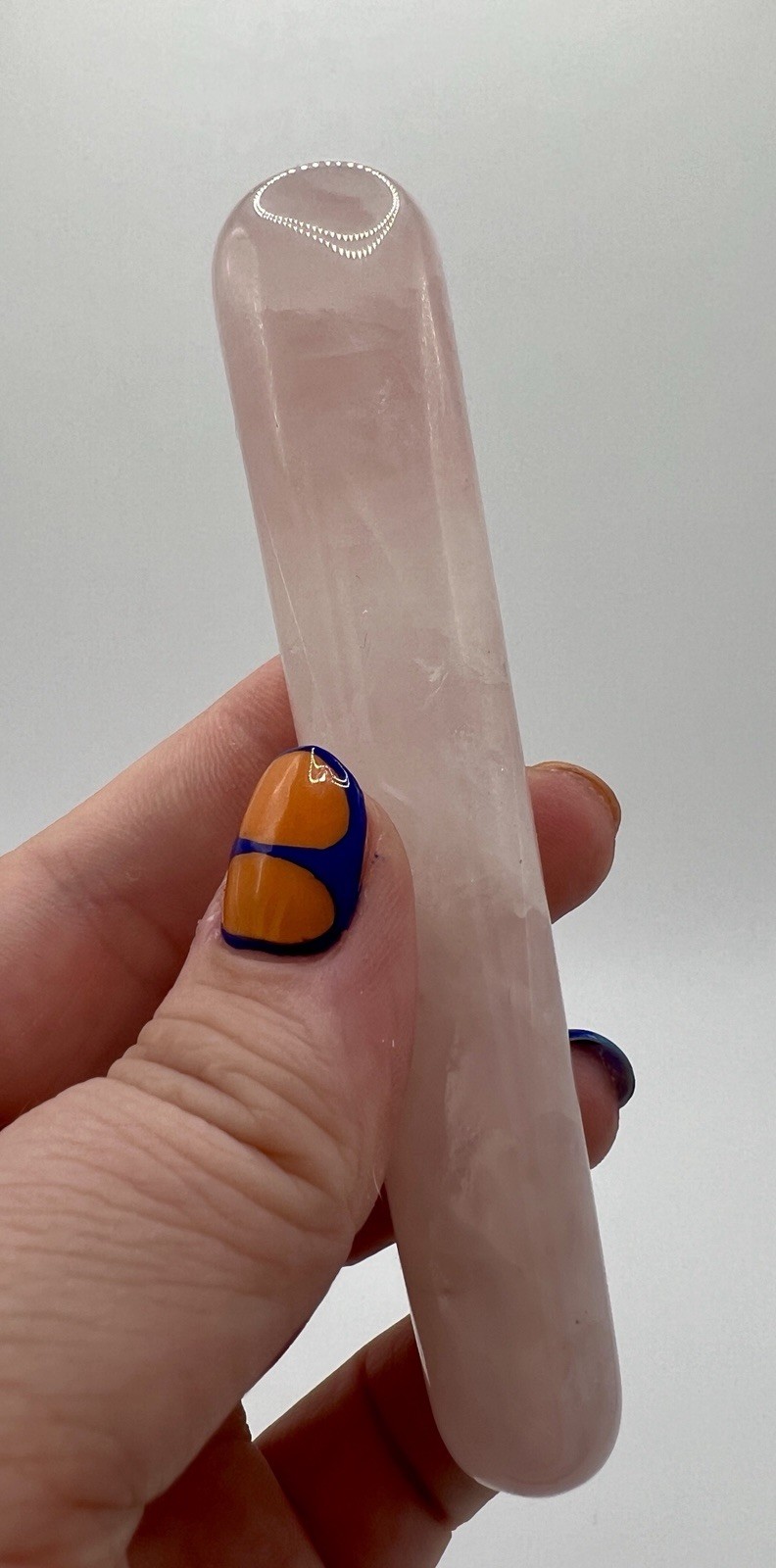 Rose Quartz Polished Pink Heart Crystal Stones and Matching Wand/Stick Set