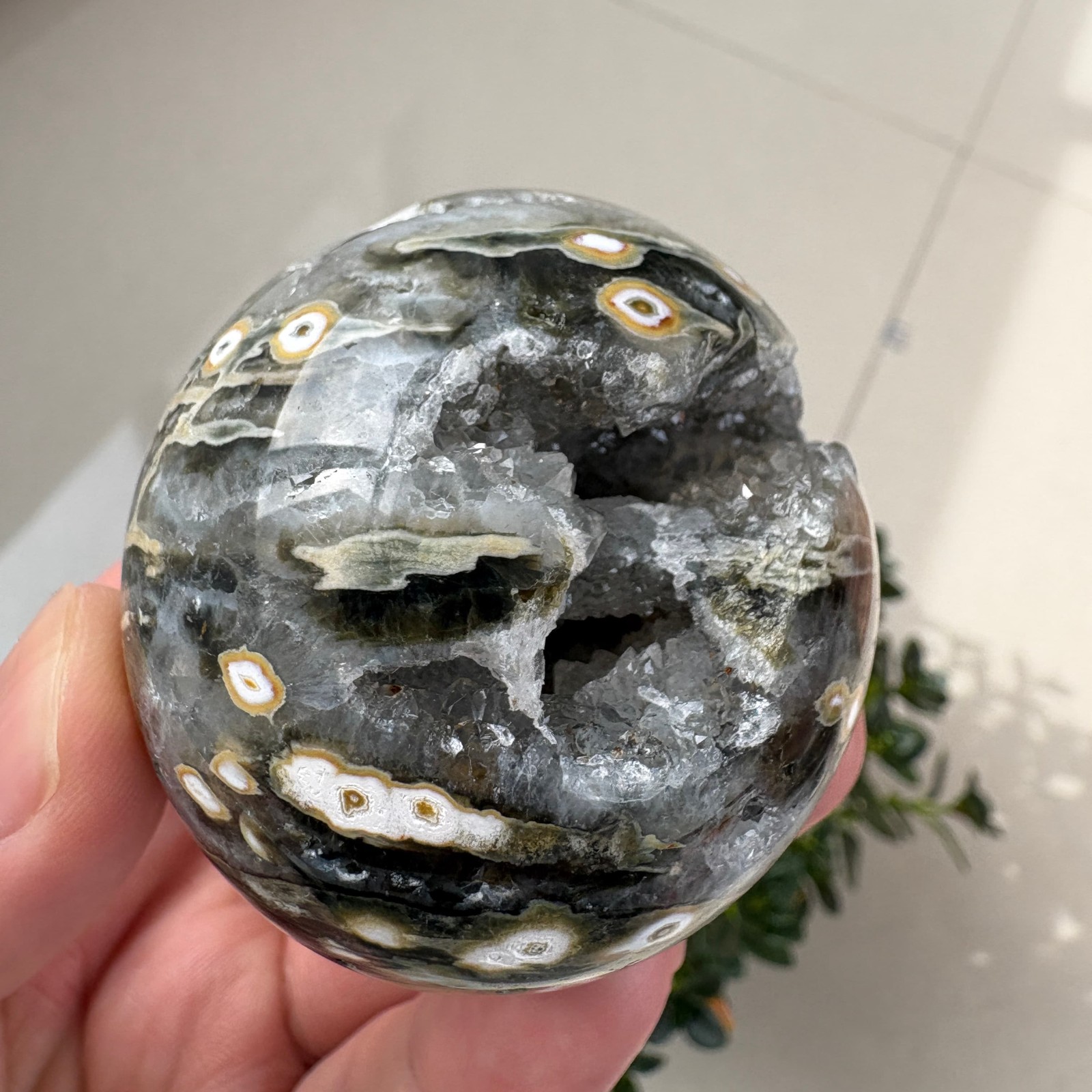 Natural 8th Vein Ocean Jasper Sphere 2.1″ 0.4 lb Crystal Ball Healing Gemstone