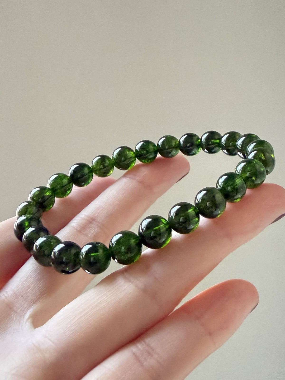 Transparent Chrome Diopside Deep Emerald Green Natural Gemstone Bracelet