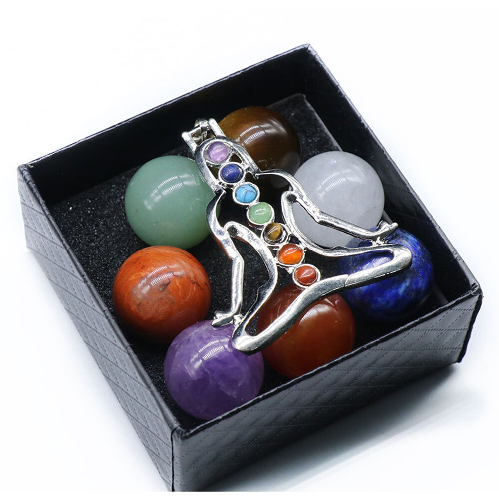 Sphere Seven Chakra Natural Energy Stone 20mm Ball Boxed Healing Crystal Stone