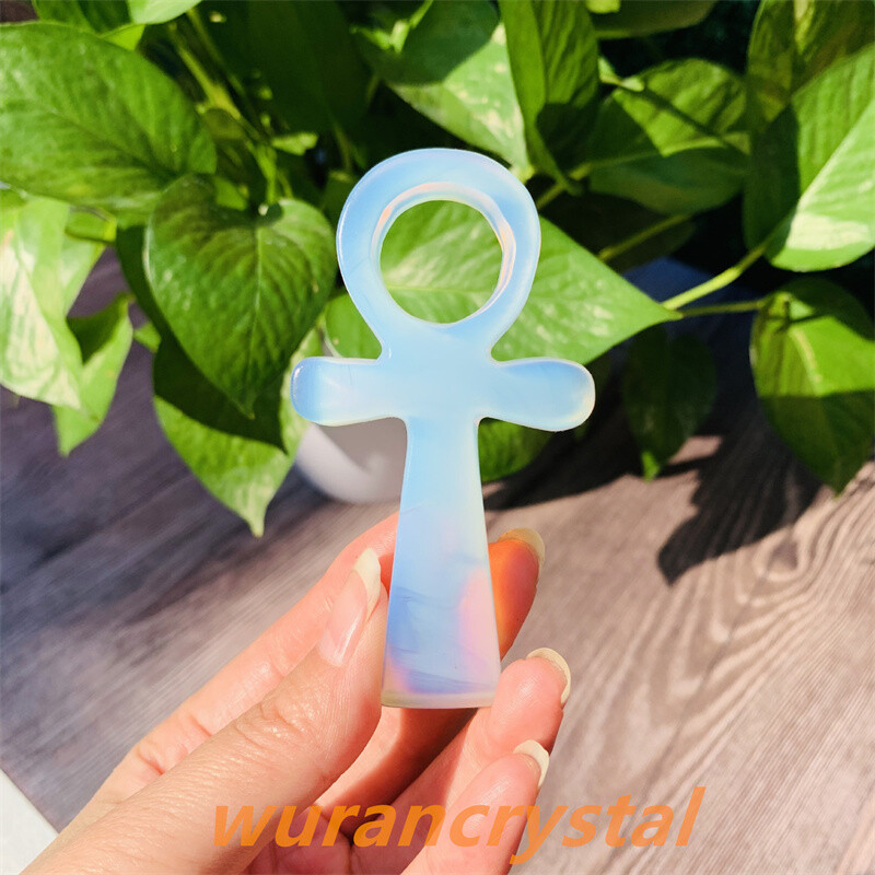 3″+ Natural Quartz Crystal Obsidian point Anka Life Key Life Symbol Cross gift