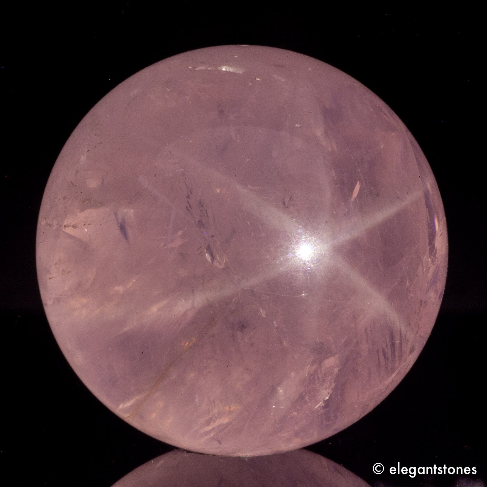 47g32mm STAR (Visible in Flash) Rose Quartz Sphere Crystal Ball Natural Healing