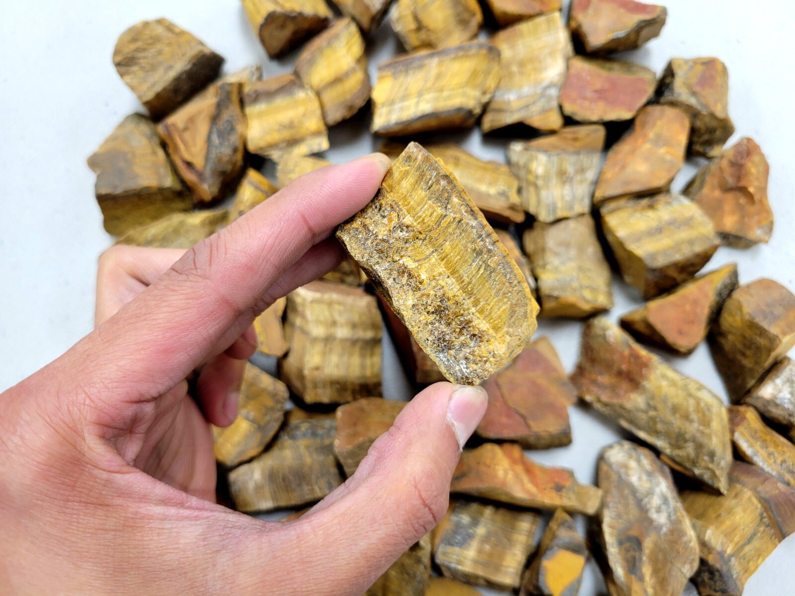 Bulk Raw Tigers Eye Crystal Rough Gem Stones by Pound for Tumbling Healing Reiki