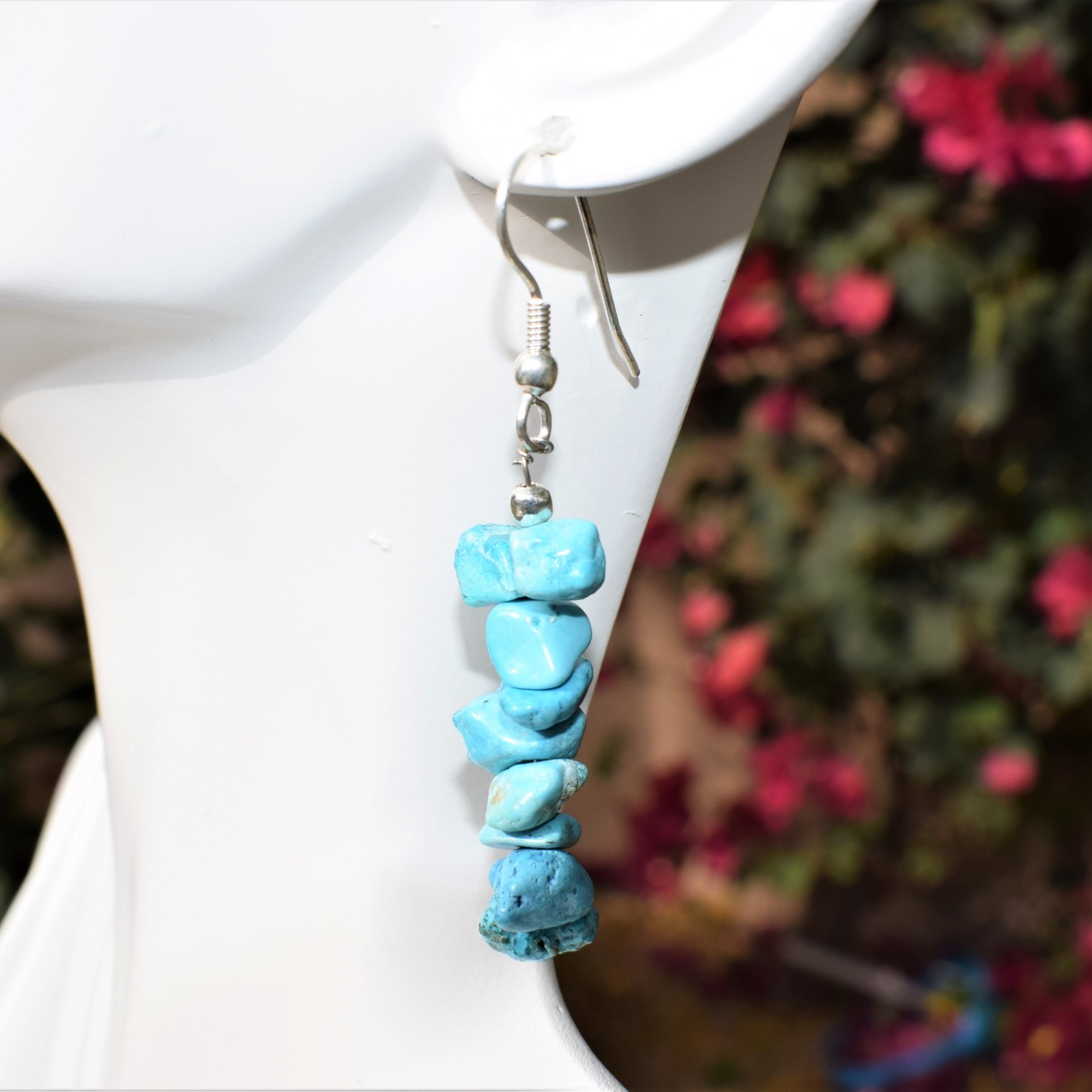CHARGED Arizona Turquoise Crystal Chip Earrings + Selenite Heart Charger