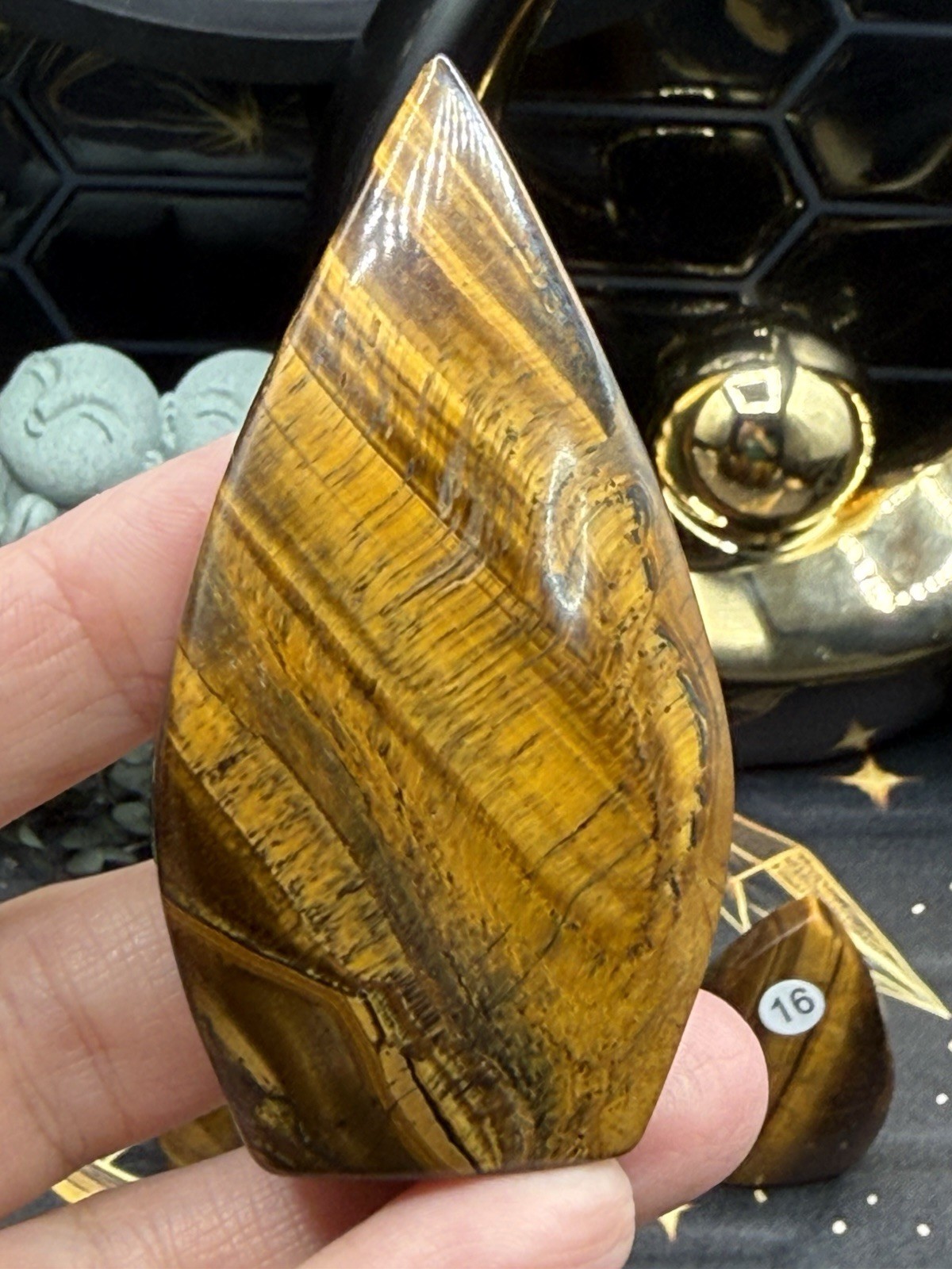 Natural Tigers eye Candle Flames Points beautiful color Free shipping
