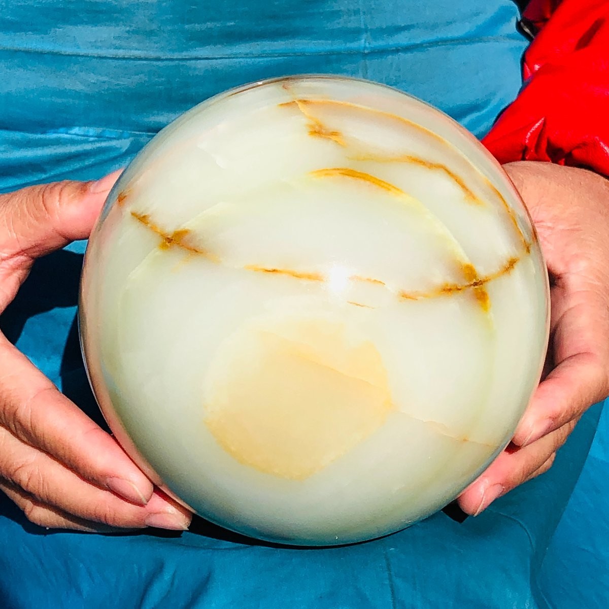 9.17LB Natural Afghan Jade Sphere Polished Crystal Healing Ball Home Reiki