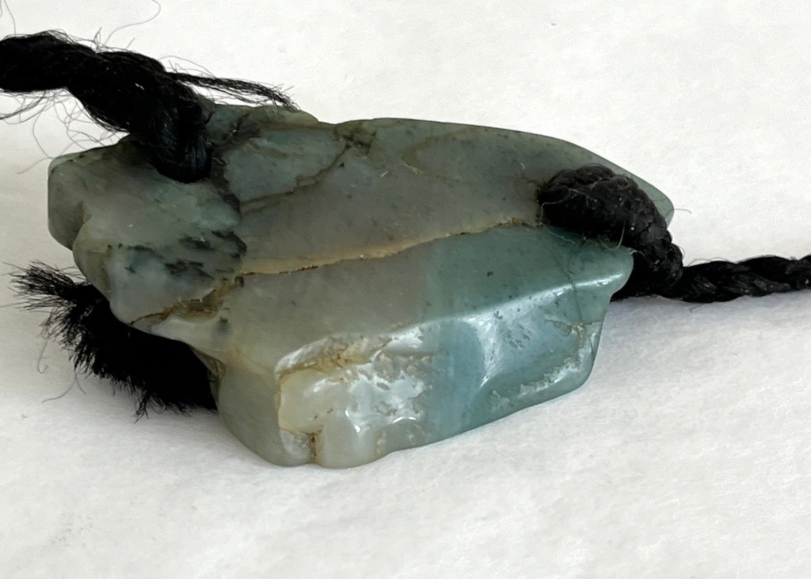 Green Chalcedony Palm Stone Pendant. Artisan Handmade Polished Crystal Healing
