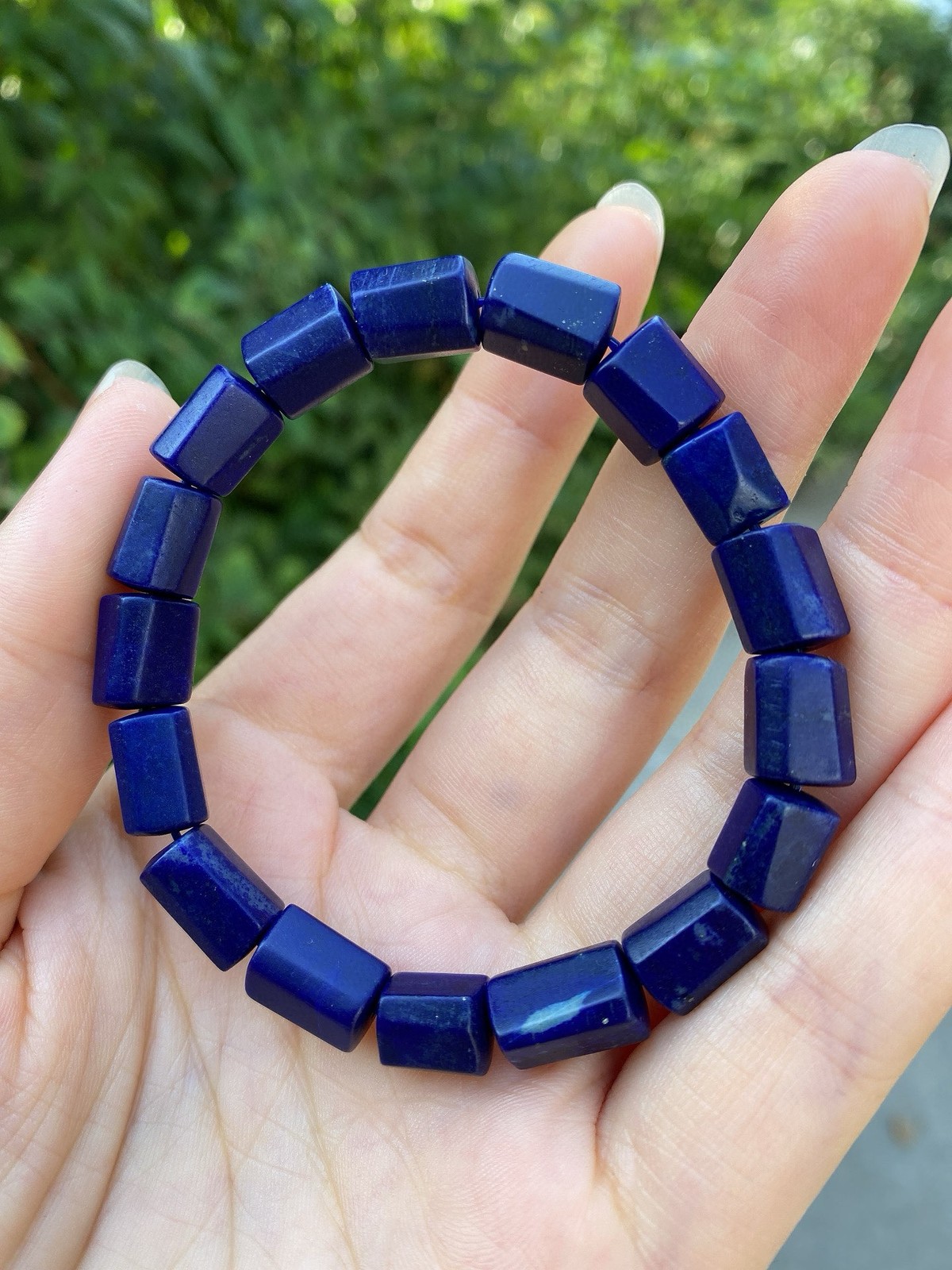 Vintage Natural Raw Lapis Lazuli Bracelet Ladies Casual Office Beaded Accessory