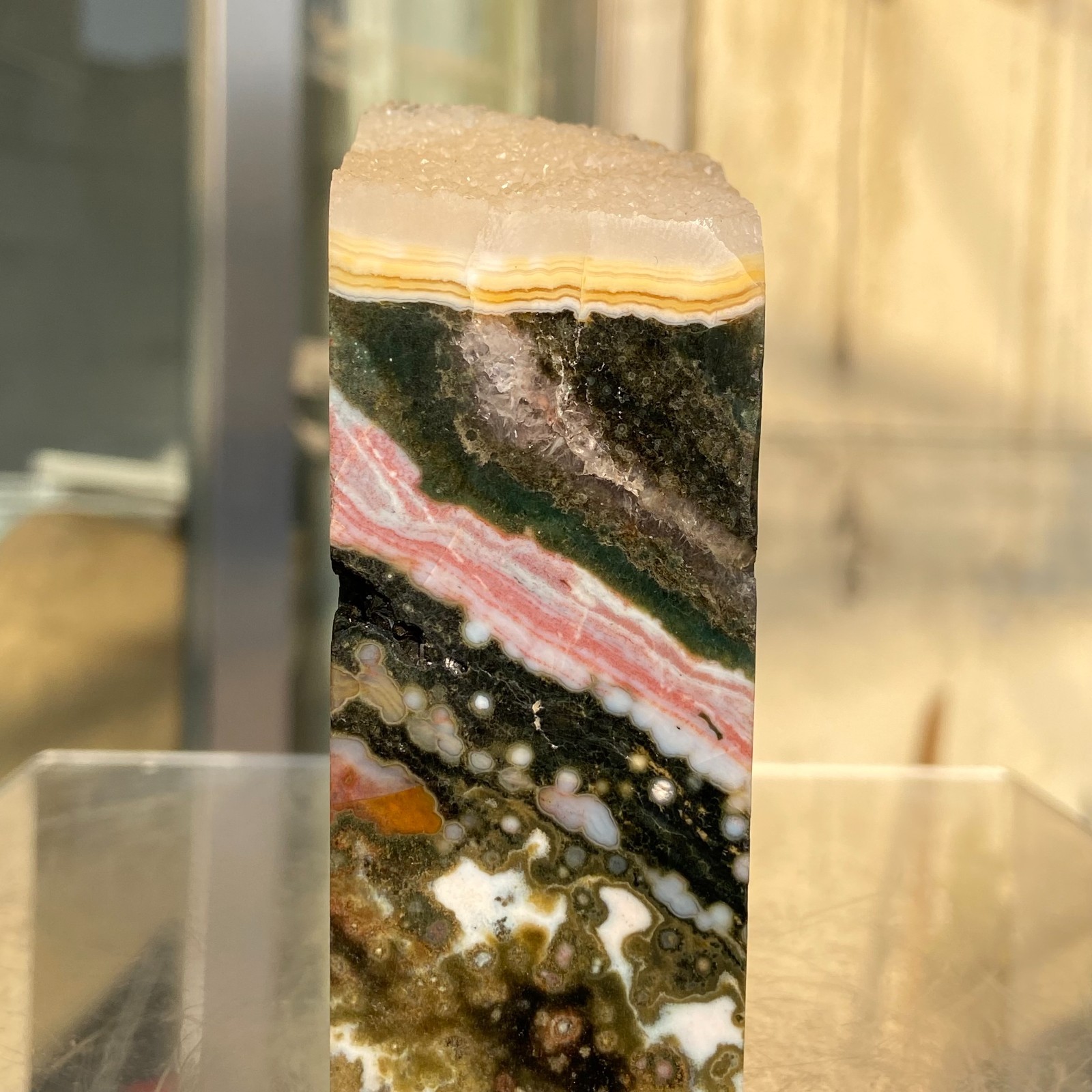 330g Natural Colourful Ocean Jasper Druzy Geode Crystal Specimen Reiki Healing