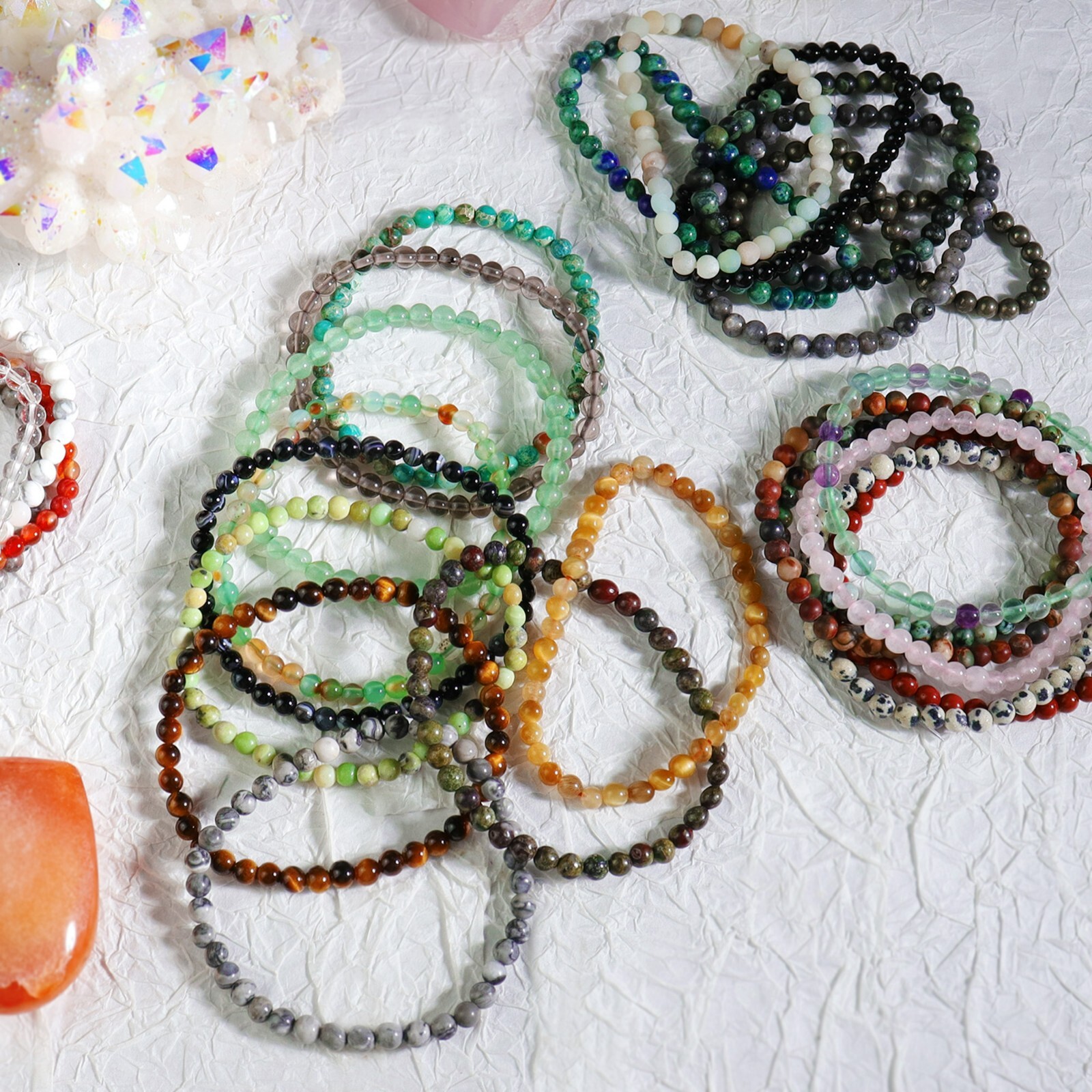 Handmade Grade A++ Gemstone 4mm Round Bead Stretchy Bracelet Reiki Chakra Unisex