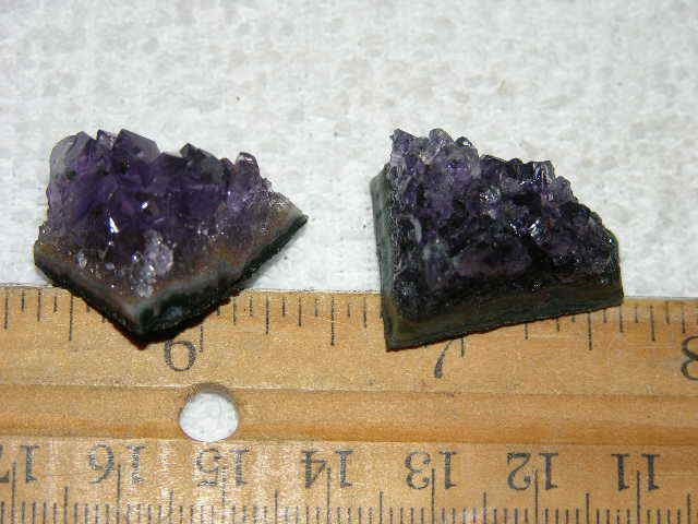 2 Amethyst crystal clusters grape jelly saturation smaller jewelry-sized 1″ J6