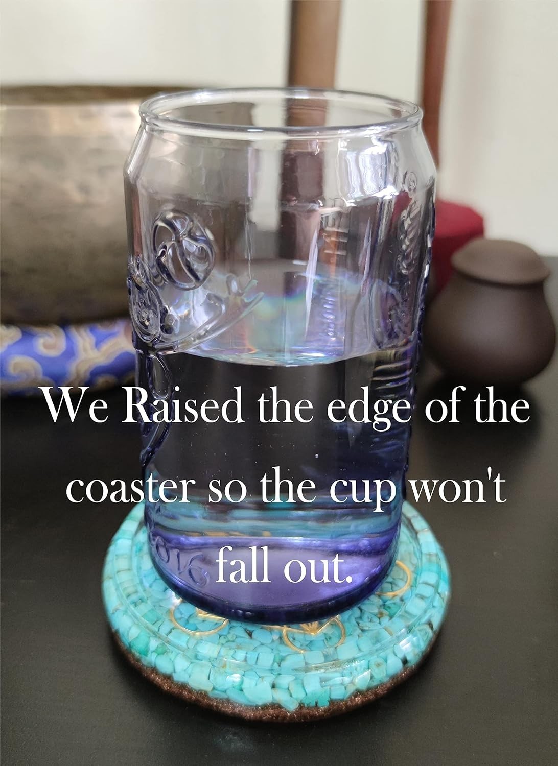 LARGE 4″ Turquoise Crystals Metatron’s Cube Merkaba Coaster Water Charging Pl…