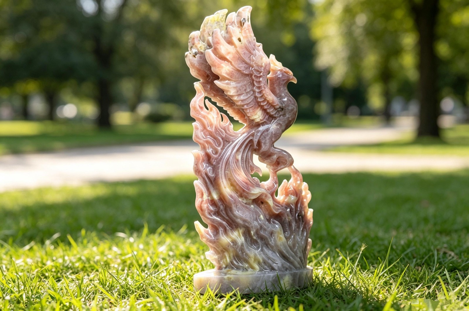 Hand Carved Sesame Stone Phoenix Figurine, Natural Crystal Phoenix Statue Decor