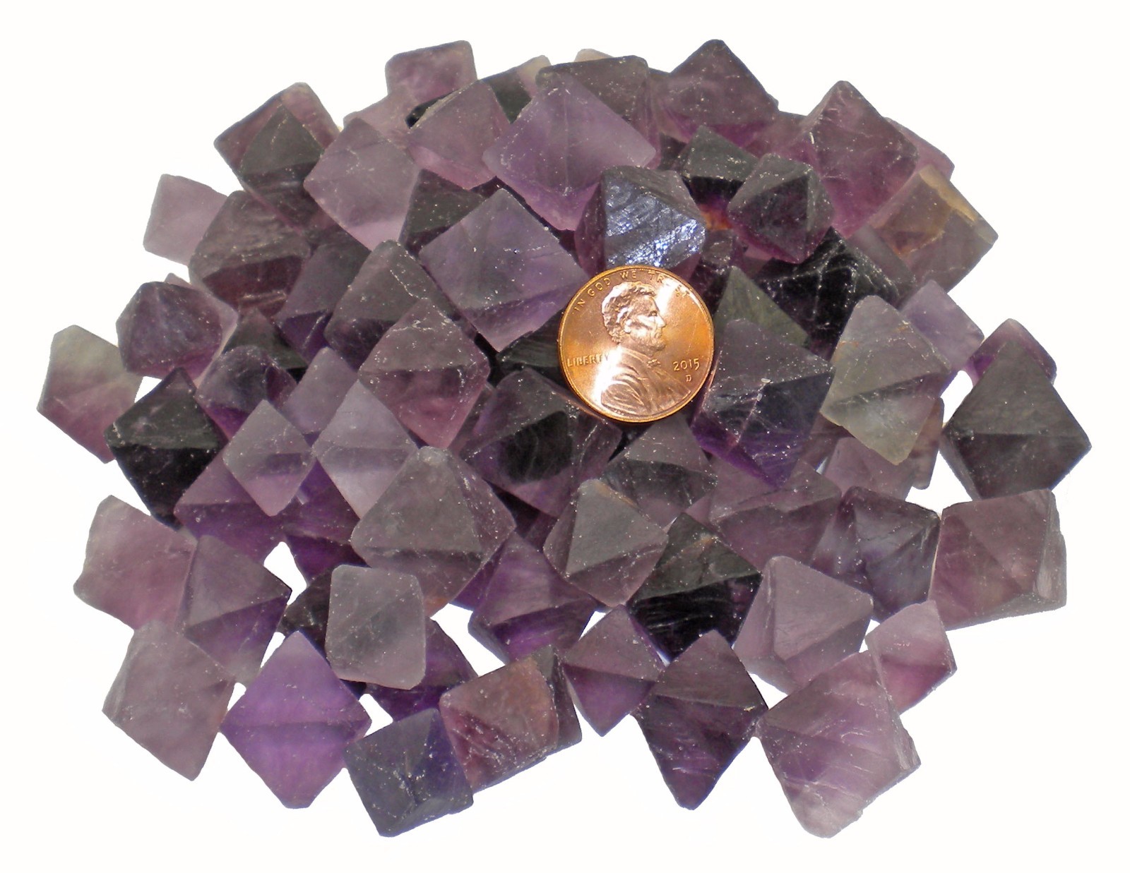 1 lb PURPLE Fluorite Octahedron Crystals – SMALL – Bulk Lot – FLUROCTPRPLSM1LB