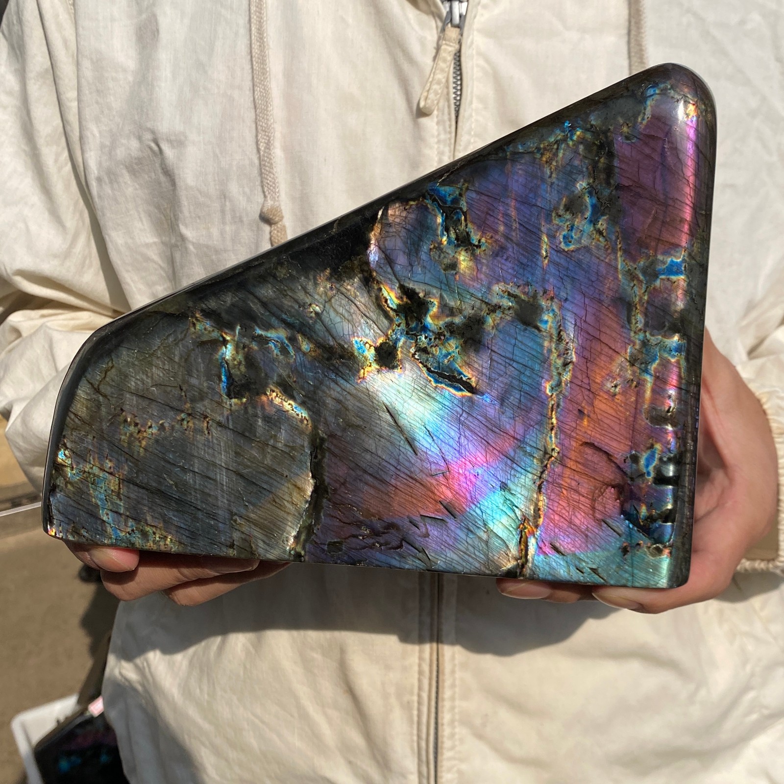 10.1LB Natural Labradorite Crystal Quartz Rough Mineral Specimen Healing