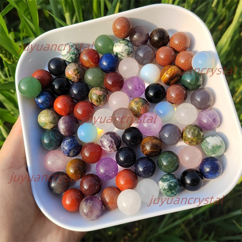 100pcs MIX Natural Crystal mini 15mm Sphere Quartz Crystal Ball Reiki Healing
