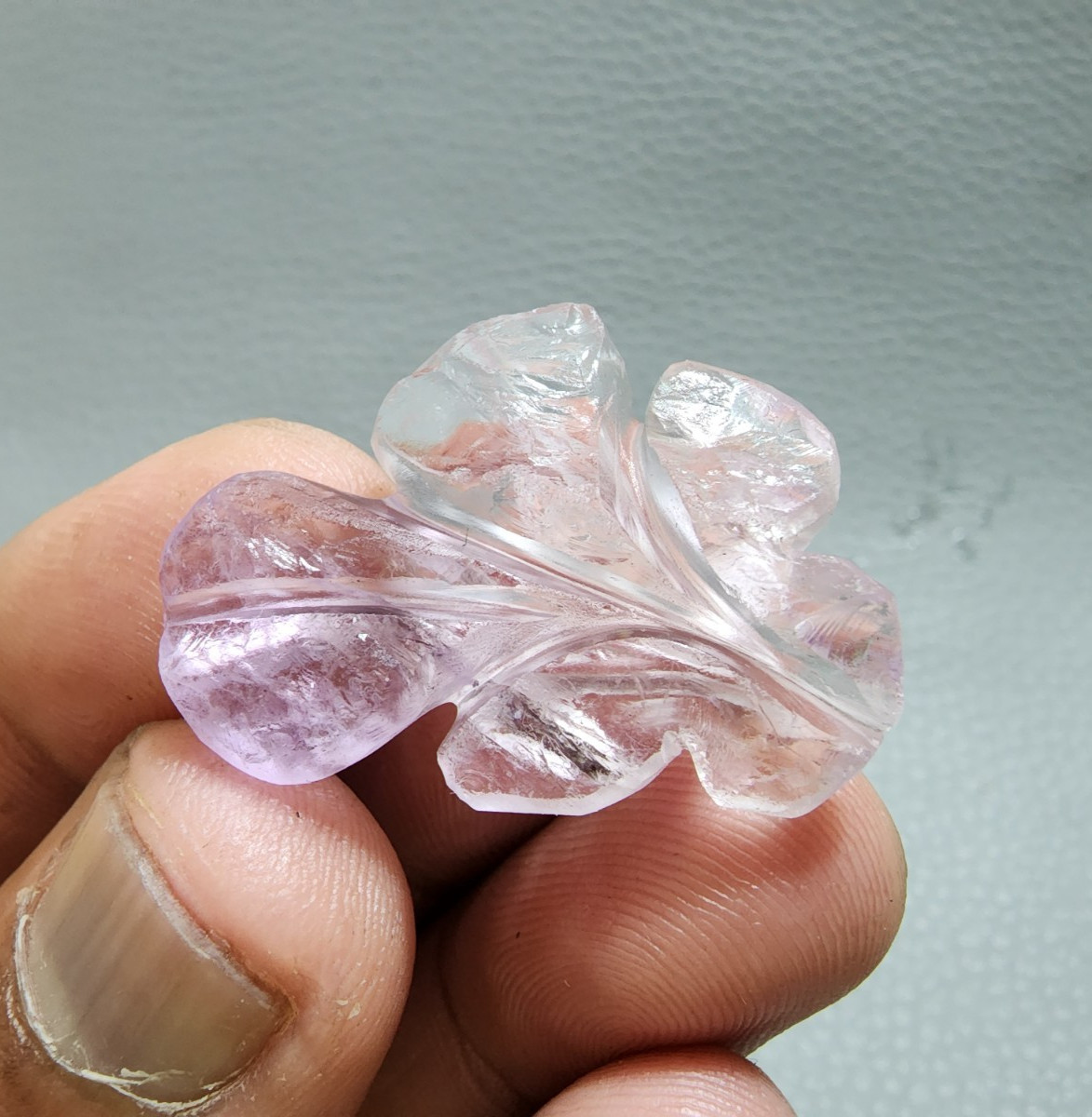 36Ct Excellent Pink Amethyst Flower Shape Carving Stone Jewelry Making Gemstone