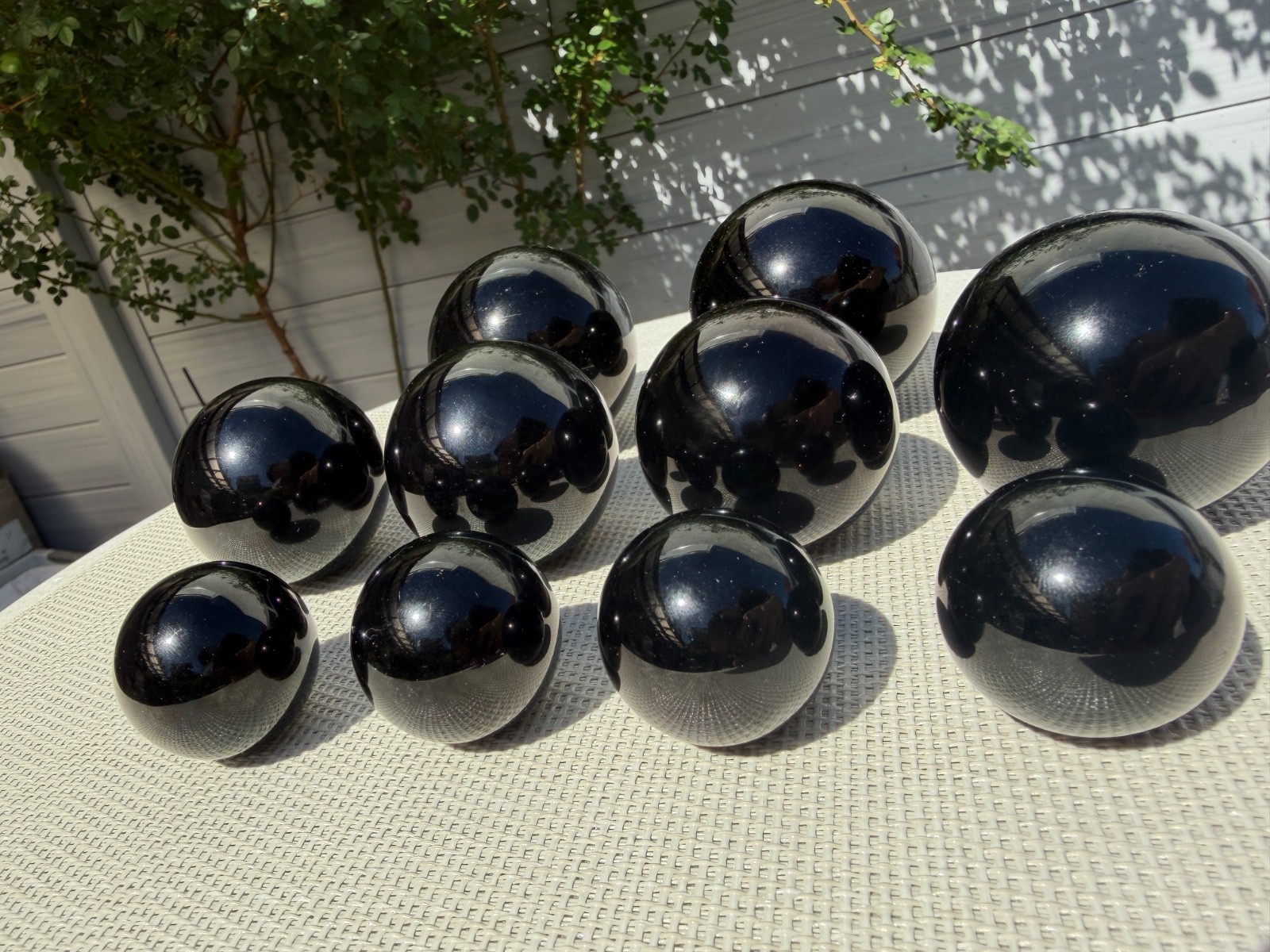 Wholesale Lot 3 lbs 10-12Pcs Natural Black Obsidian Sphere Crystal Ball Healing