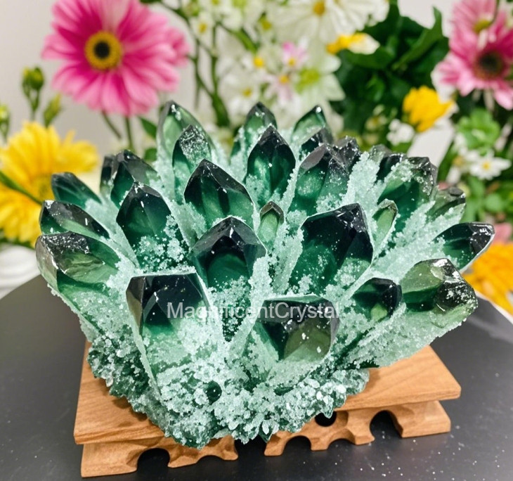 2025Rare Large Green Phantom Quartz Cluster Raw Natural Geode 200g-1000g Reiki
