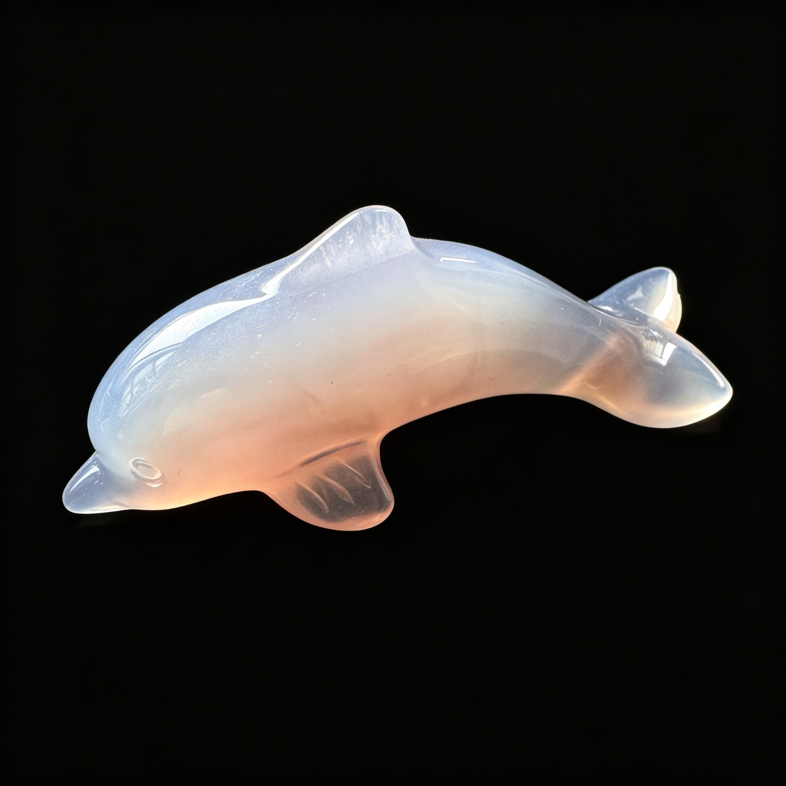 Natural Agate Dolphin Hand Carved Ocean Animal Figurine Sculpture Collectible Ar