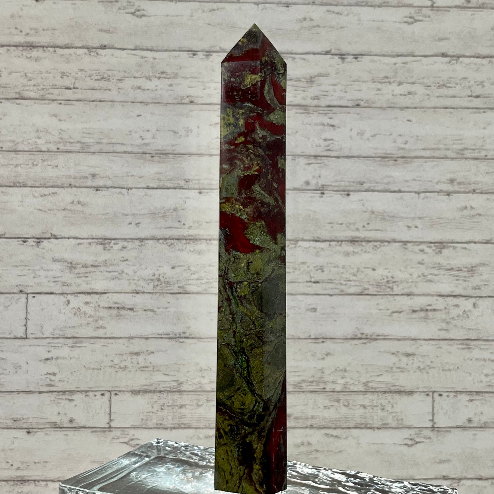 Bloodstone Crystal Tower Point Home Office Feng Shui Desk Decor Gift 821 g