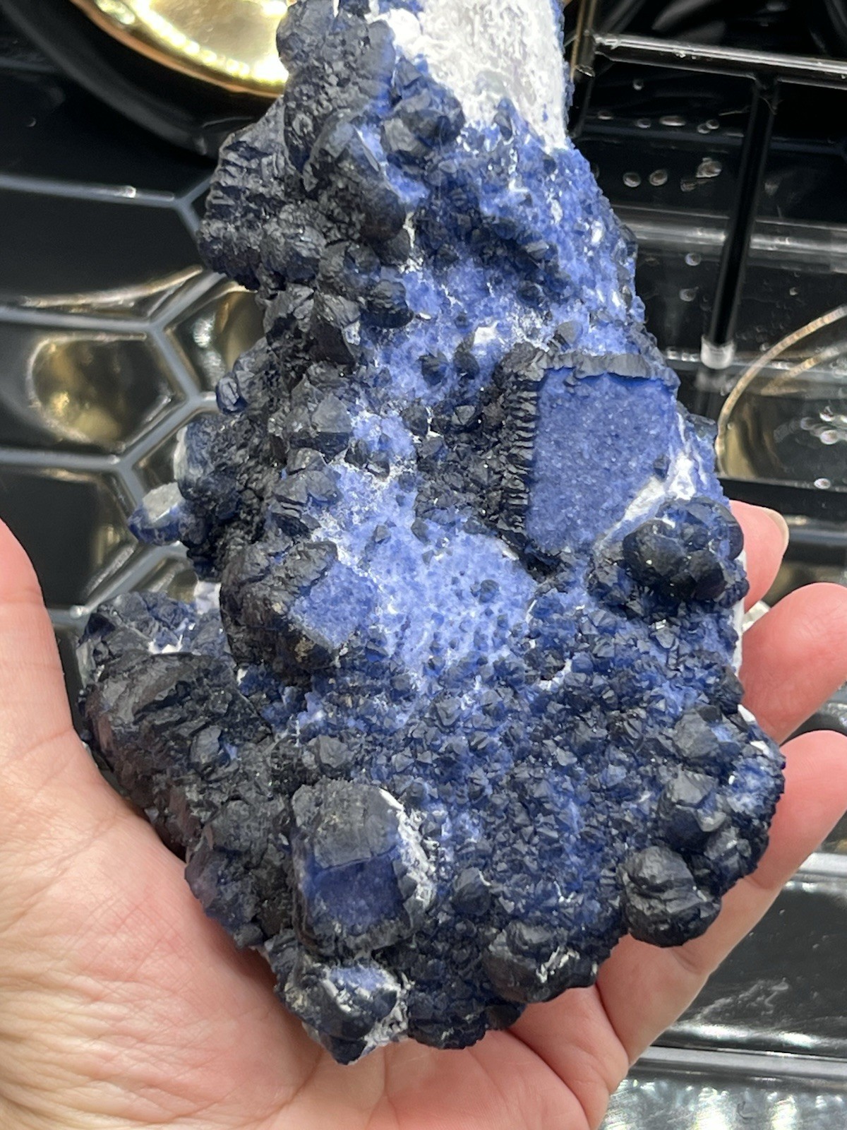 Natural Blueberry Fluorite XL Specimen 2.4lbs Inner Mongolia Free ship & Gift