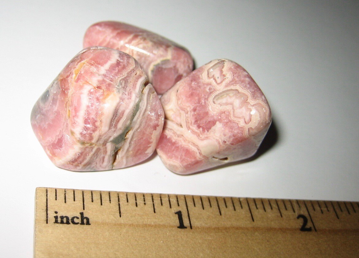 3 TUMBLED POLISHED .6″-.9″ RHODOCHROSITE CRYSTAL STONES ARGENTINA ~ 42.3grams *3