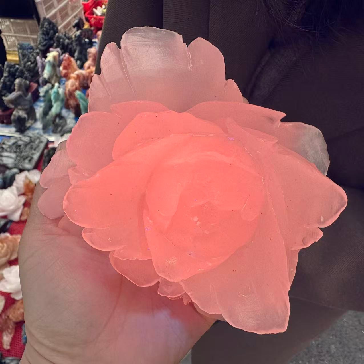 1pc Natural Powdered calcite Quartz Carved Flower Skull Crystal Reiki Decor