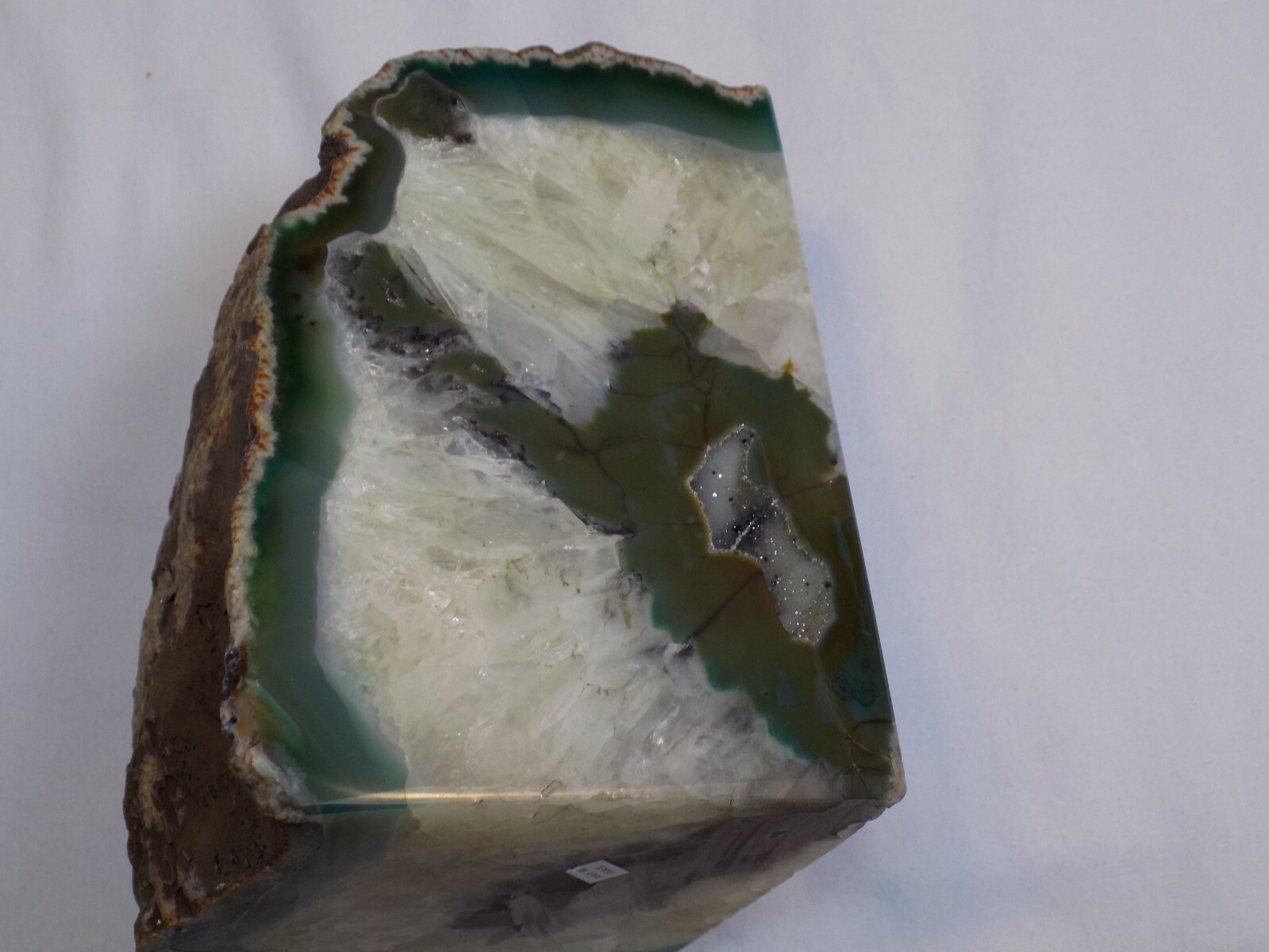 Geode Rock Natural Bookend Agate Green Blue Clear Quartz Single Heavy Home Decor