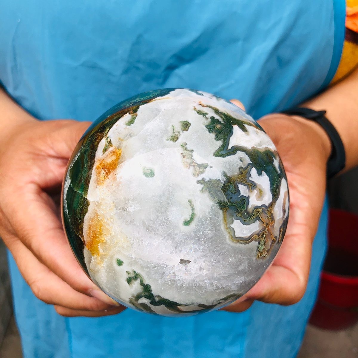 3 pieces 2650g Natural aquatic Agate Ball Quartz Crystal Sphere Healing 2110