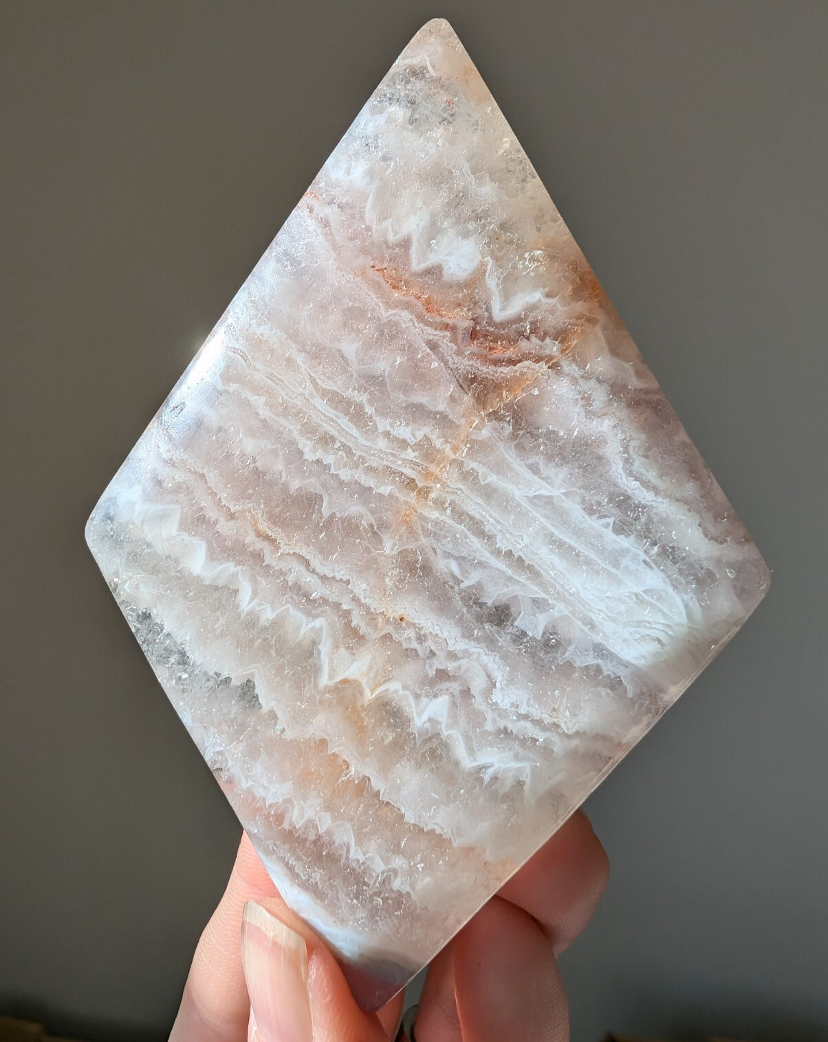 Amethyst Agate Carving Diamond Rhombus Crystal Gemstone Mineral Pretty Reiki